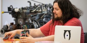 Engineering student working on a project