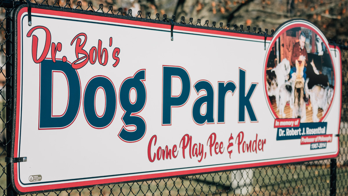 Dr. Bob's Dog Park sign