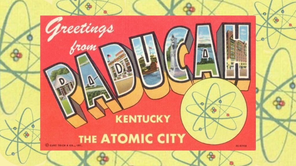Paducah, Ky., "Atomic City" postcard graphic