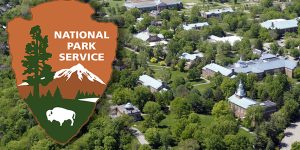 aerial photo of Hanover College quadrangle