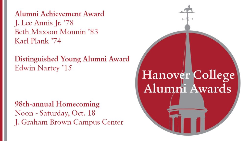 Hanover alumni awards logo and honorees names