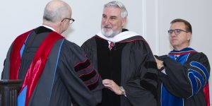 President Lambert, Gov. Holcomb and Provost Adams