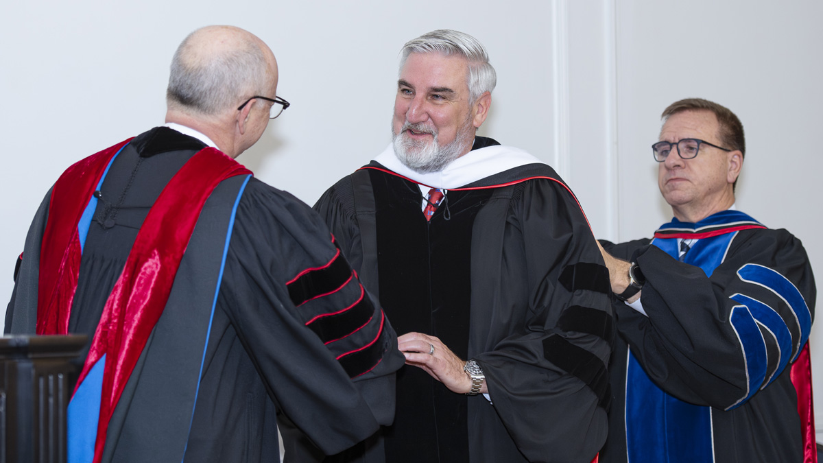 Holcomb presented honorary Doctor of Humane Letters