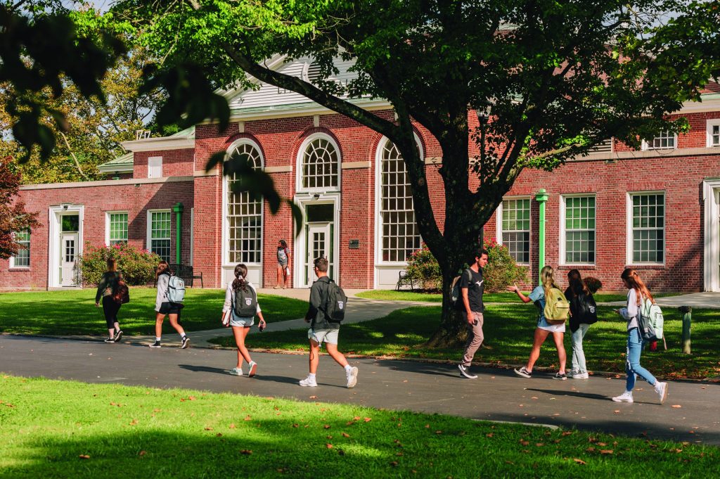 Students walking on campus