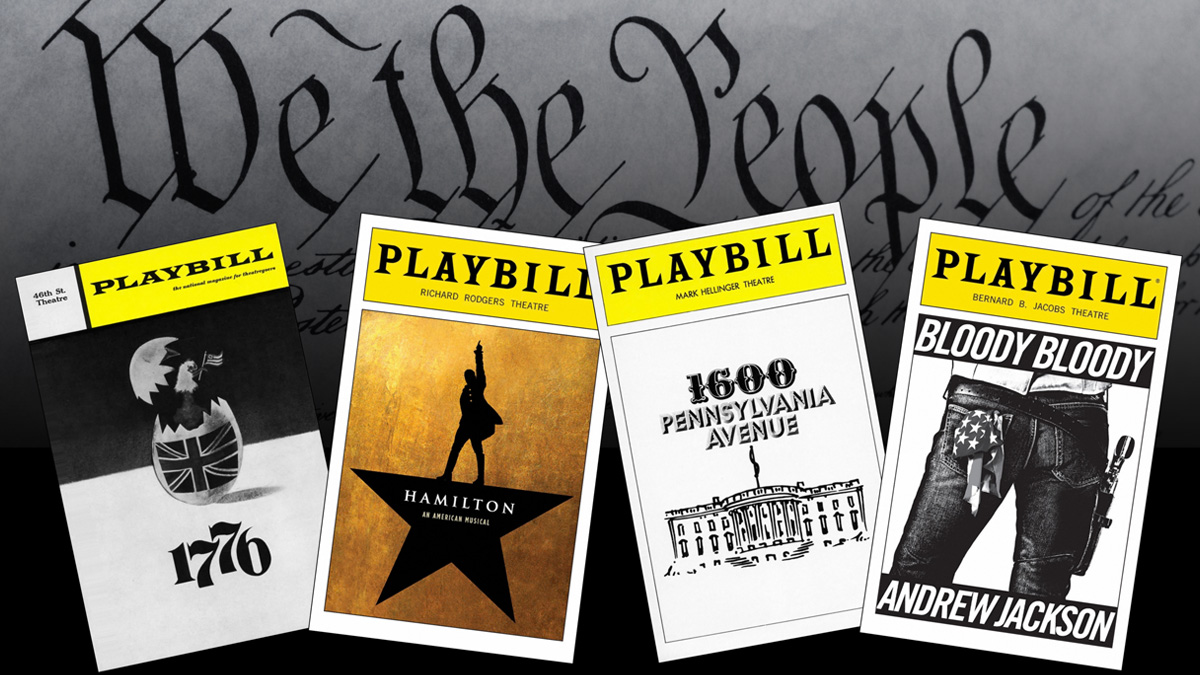 U.S. Constitution and four playbills