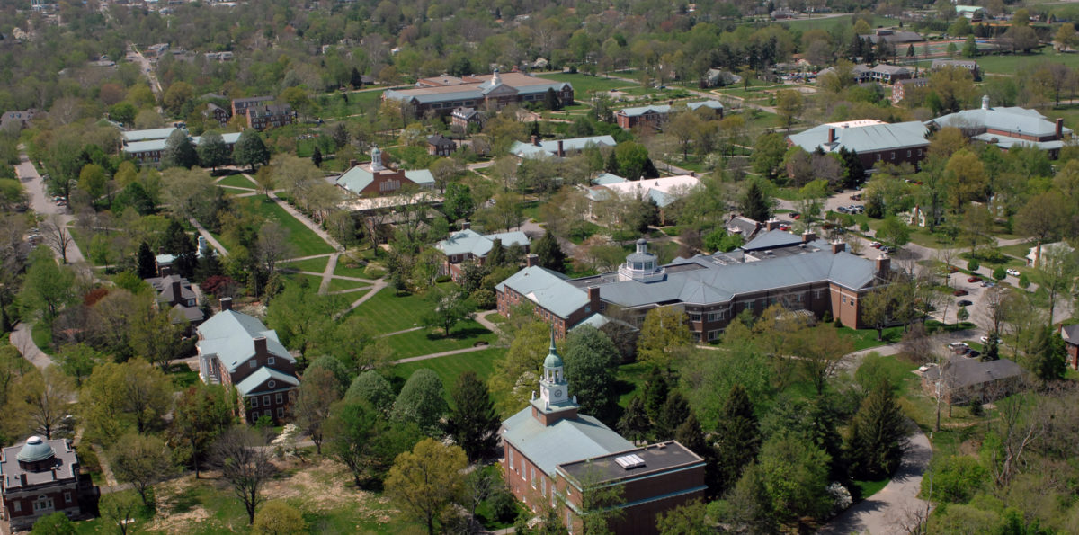 birds eye view of Hanover College campus